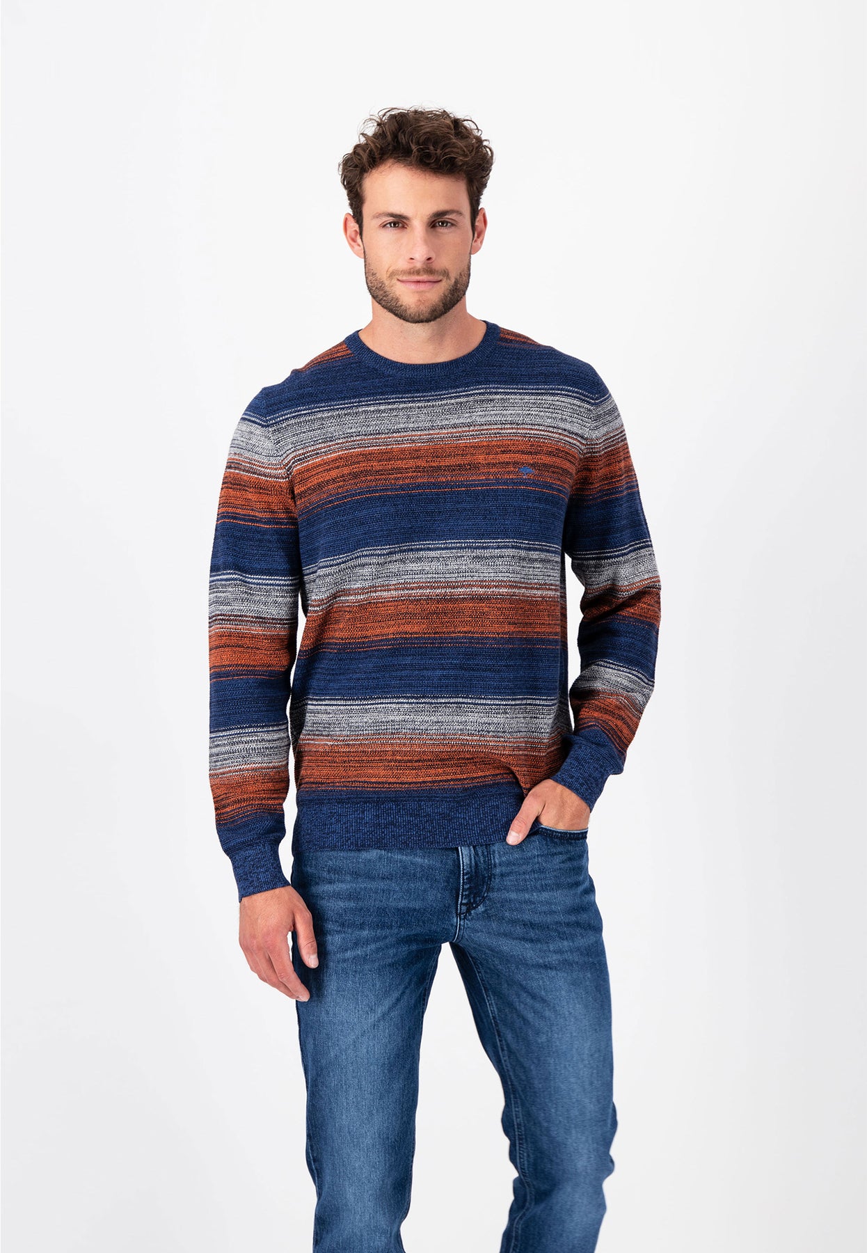 Strukturstrick-Pullover mit Streifen – FYNCH-HATTON Offizieller Shop | Online