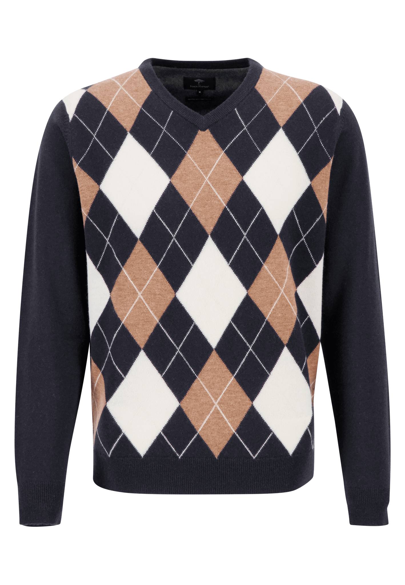 Wool sweater with argyle pattern