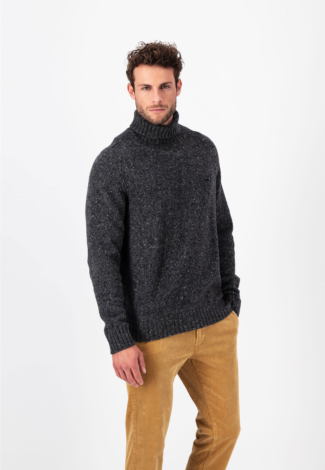 Rollkragen-Pullover aus Donegal-Strick – FYNCH-HATTON Online Offizieller | Shop