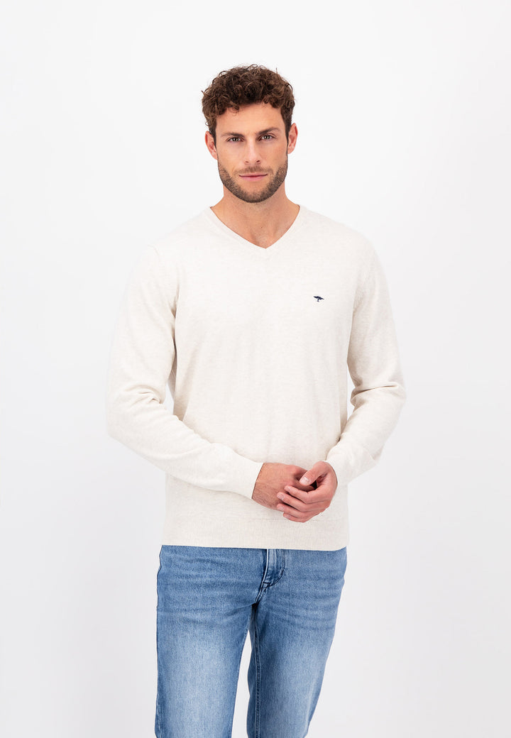 Soft cotton V-neck sweater
