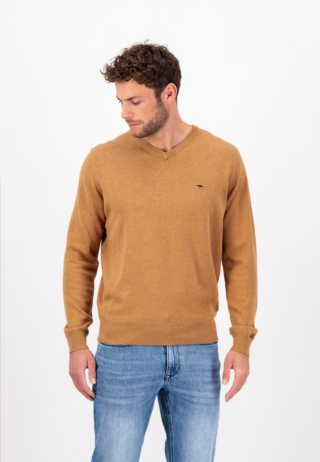 Weicher Baumwoll-Pullover mit V-Ausschnitt
