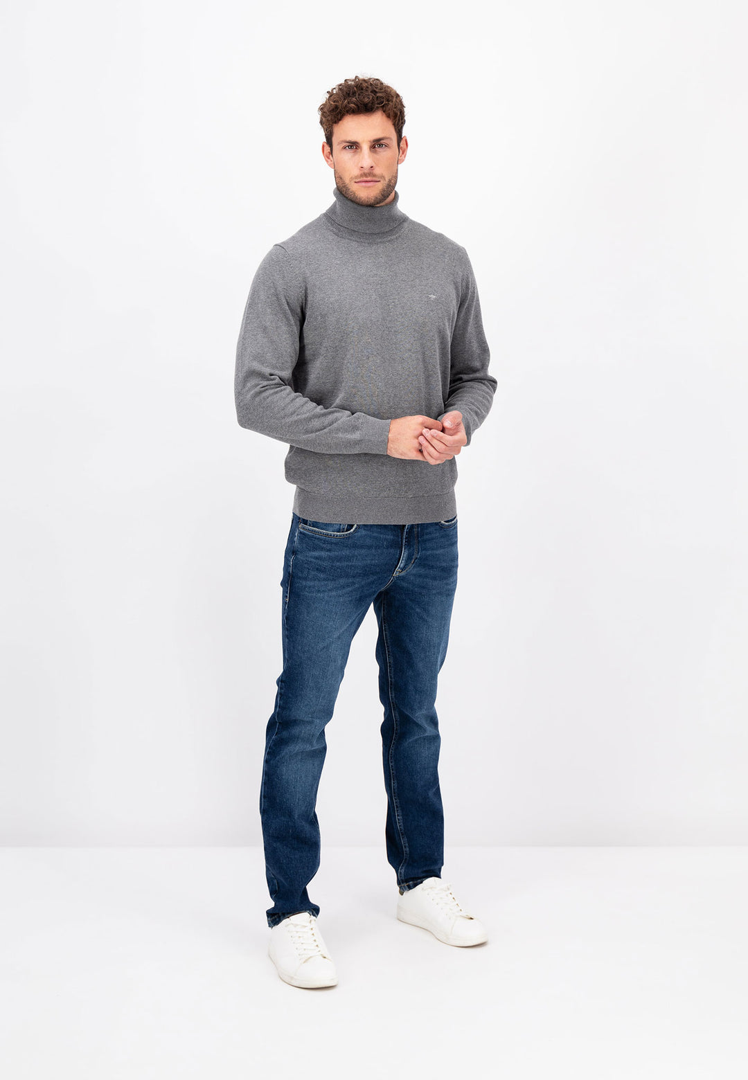 Rollkragen-Pullover aus feiner Baumwolle – Shop Online FYNCH-HATTON Offizieller 