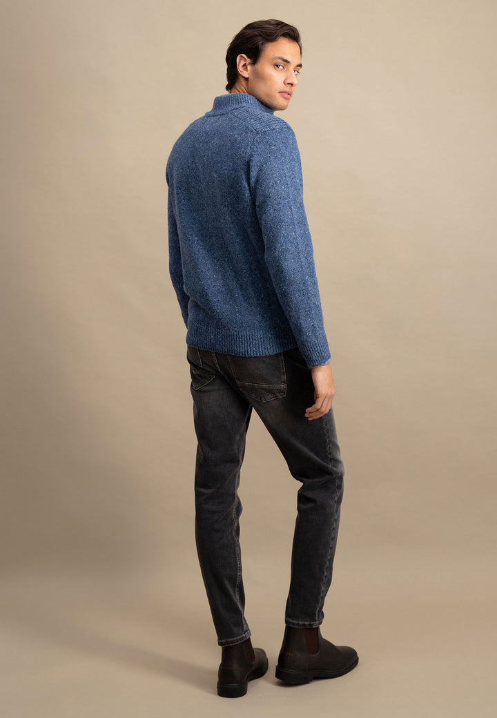 Donegal cardigan with stand -up collar