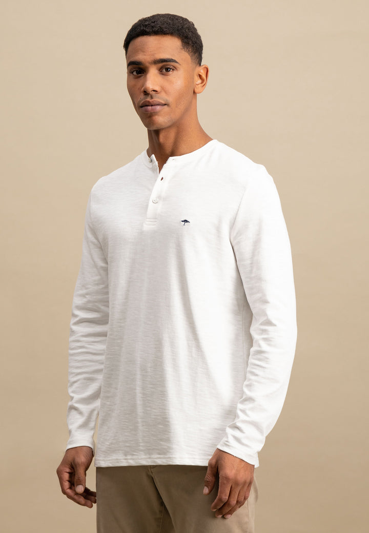 Henley long -sleeved shirt made of cotton