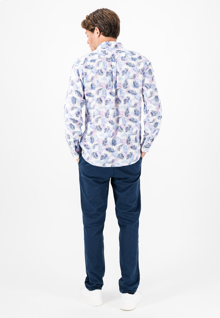 Linen shirt with floral allover print