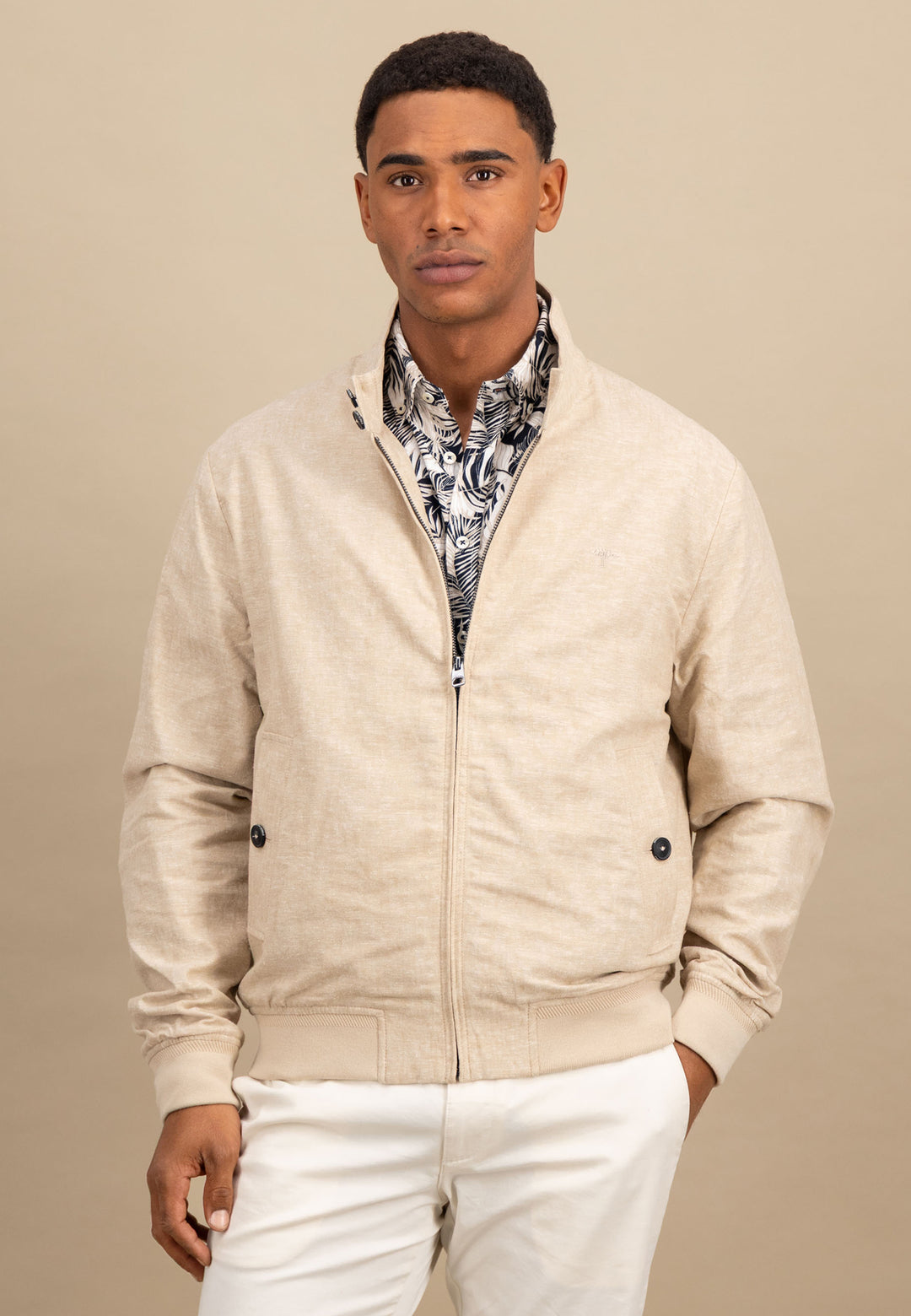 Blouson aus Leinen-Baumwoll-Mix mit Stehkragen – FYNCH-HATTON