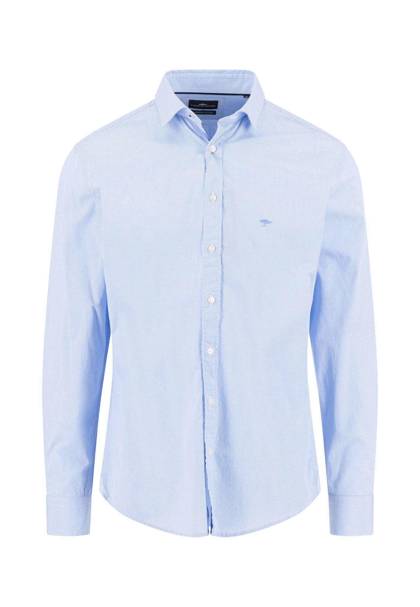 Micro-check cotton shirt with Kent collar – FYNCH-HATTON | Offizieller ...
