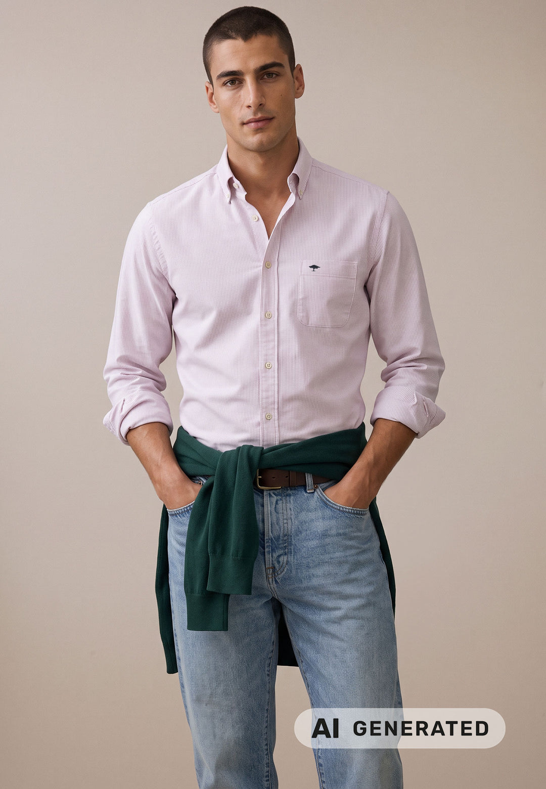 Oxfordhemd aus Baumwolle mit Streifenmuster und Button-Down-Kragen