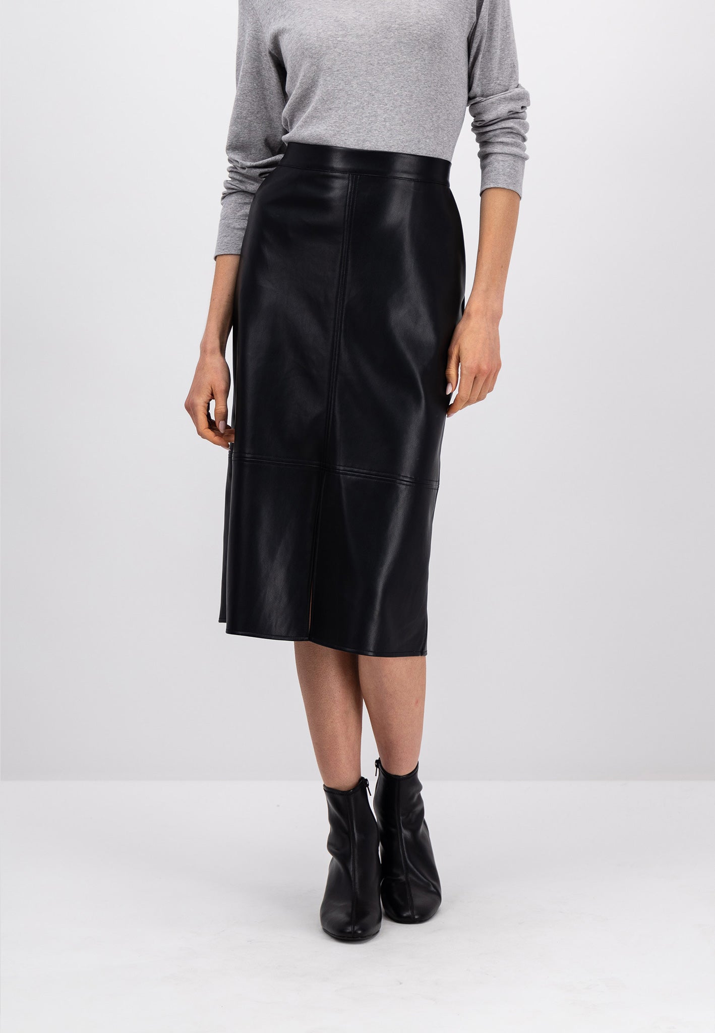 Grey leather hot sale look skirt