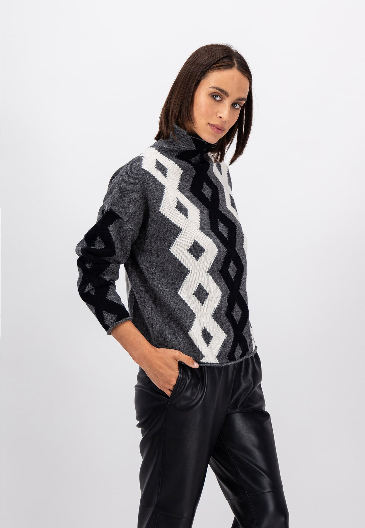 Woll-Pullover mit Rautenmuster – FYNCH-HATTON | Offizieller Online Shop