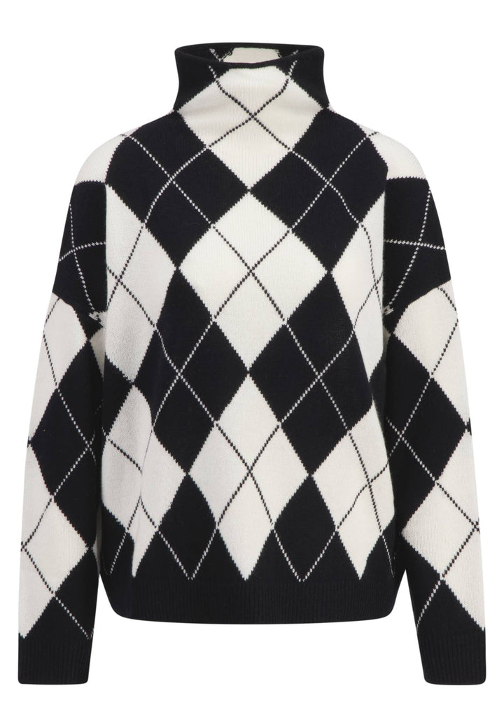 Wool sweater with argyle pattern