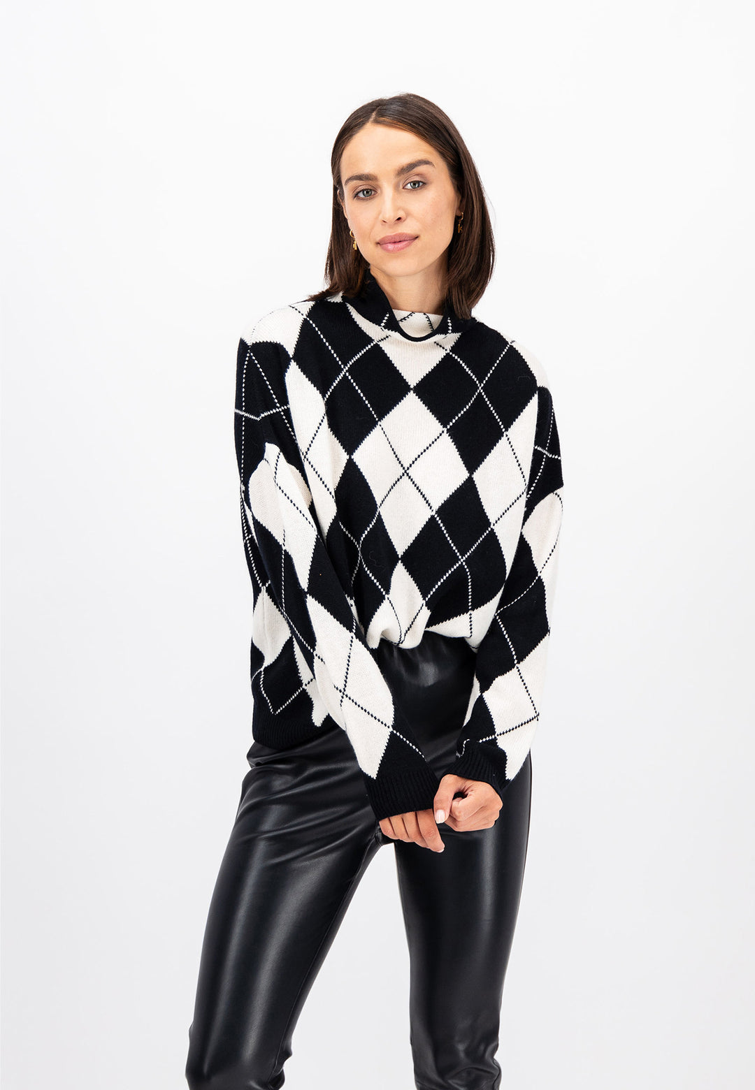 Wool sweater with argyle pattern – FYNCH-HATTON