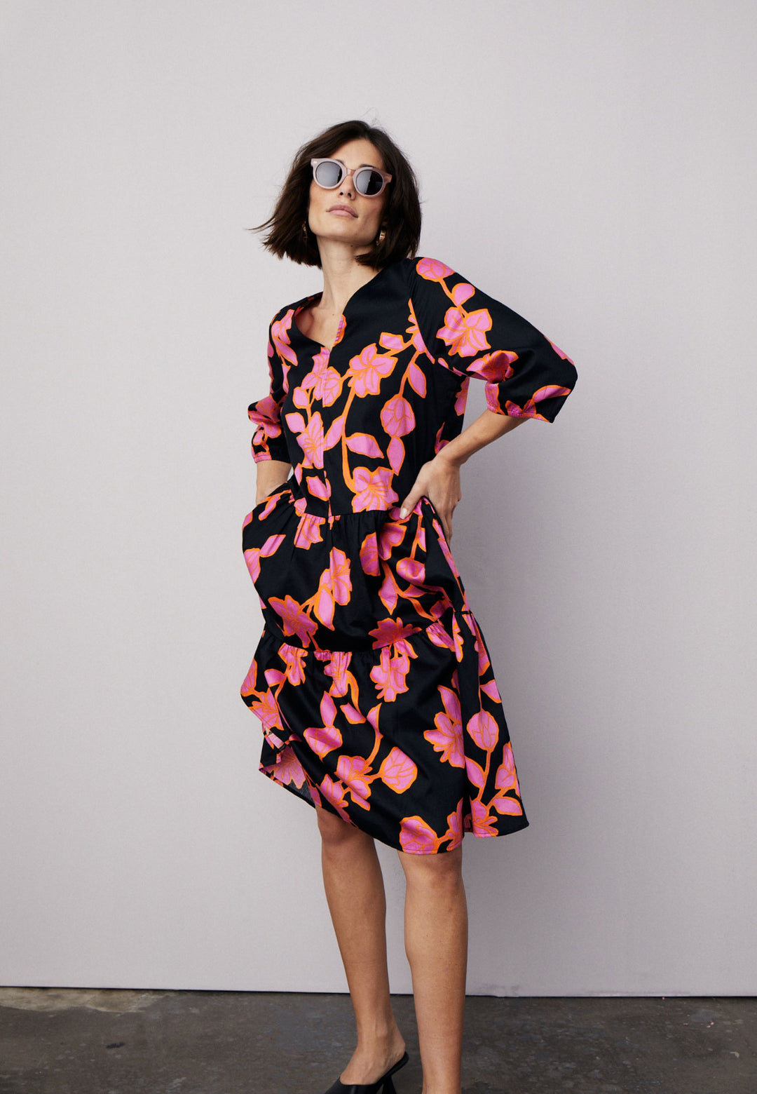 Volant-Kleid mit floralem – Online Shop Offizieller FYNCH-HATTON | Print